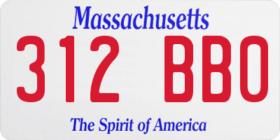 MA license plate 312BB0