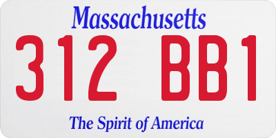MA license plate 312BB1