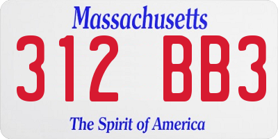 MA license plate 312BB3
