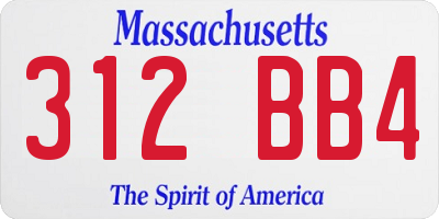 MA license plate 312BB4