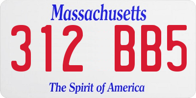 MA license plate 312BB5
