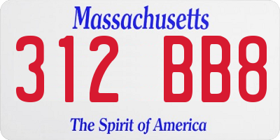 MA license plate 312BB8