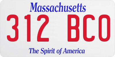 MA license plate 312BC0