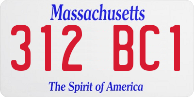 MA license plate 312BC1