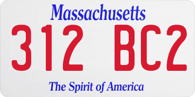 MA license plate 312BC2