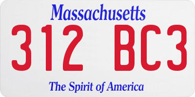 MA license plate 312BC3
