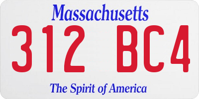 MA license plate 312BC4