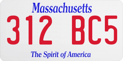 MA license plate 312BC5