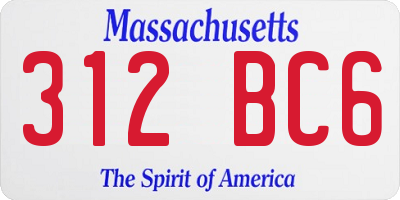MA license plate 312BC6