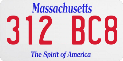 MA license plate 312BC8