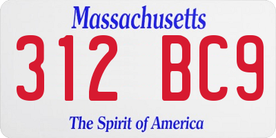 MA license plate 312BC9