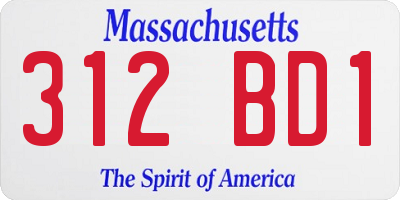 MA license plate 312BD1