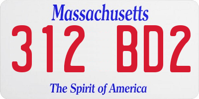 MA license plate 312BD2
