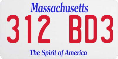 MA license plate 312BD3