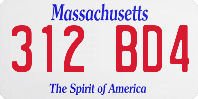 MA license plate 312BD4