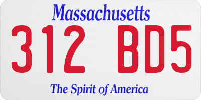 MA license plate 312BD5