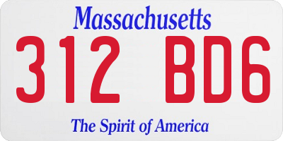 MA license plate 312BD6