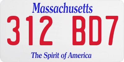 MA license plate 312BD7