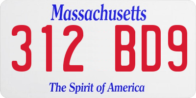 MA license plate 312BD9