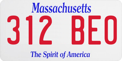 MA license plate 312BE0