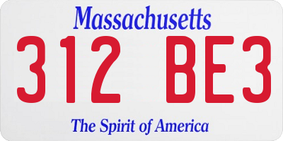MA license plate 312BE3