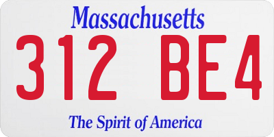 MA license plate 312BE4