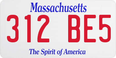 MA license plate 312BE5