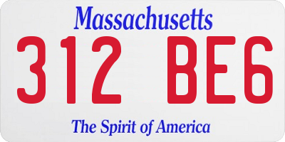 MA license plate 312BE6