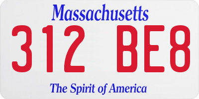 MA license plate 312BE8