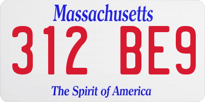 MA license plate 312BE9