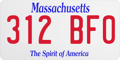 MA license plate 312BF0