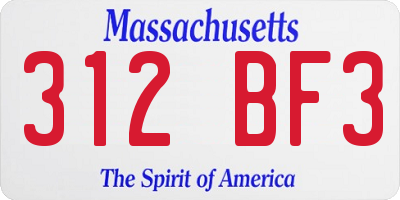 MA license plate 312BF3