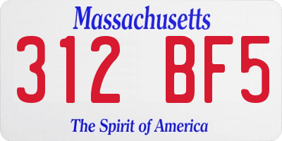 MA license plate 312BF5