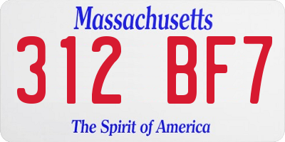MA license plate 312BF7