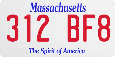 MA license plate 312BF8