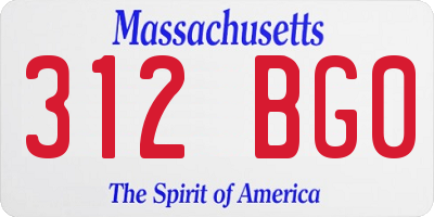 MA license plate 312BG0