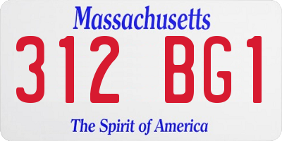 MA license plate 312BG1