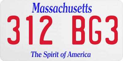 MA license plate 312BG3