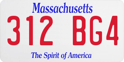 MA license plate 312BG4