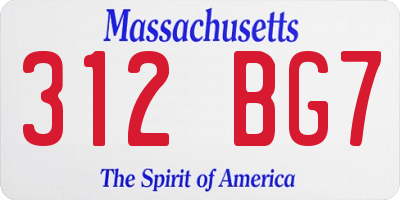 MA license plate 312BG7