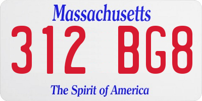 MA license plate 312BG8