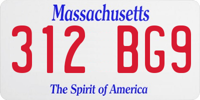MA license plate 312BG9