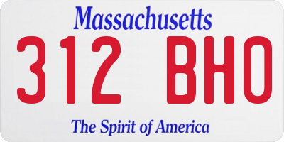 MA license plate 312BH0