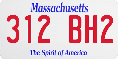 MA license plate 312BH2