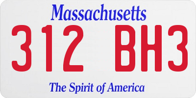 MA license plate 312BH3