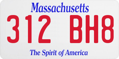 MA license plate 312BH8