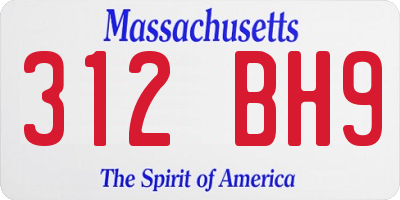 MA license plate 312BH9