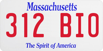 MA license plate 312BI0