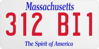 MA license plate 312BI1
