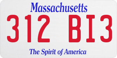 MA license plate 312BI3